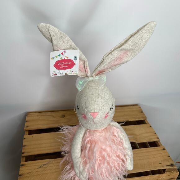 Cottontail Lane Pink Easter Bunny Ballerina Plush Weighted bottom NWT - Picture 3 of 7